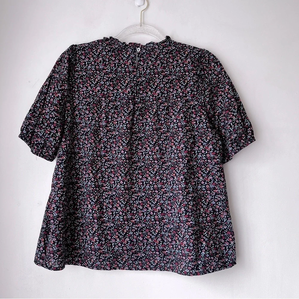 Madewell Puff-Sleeve Ruffle Top in Fieldwalk Floral S